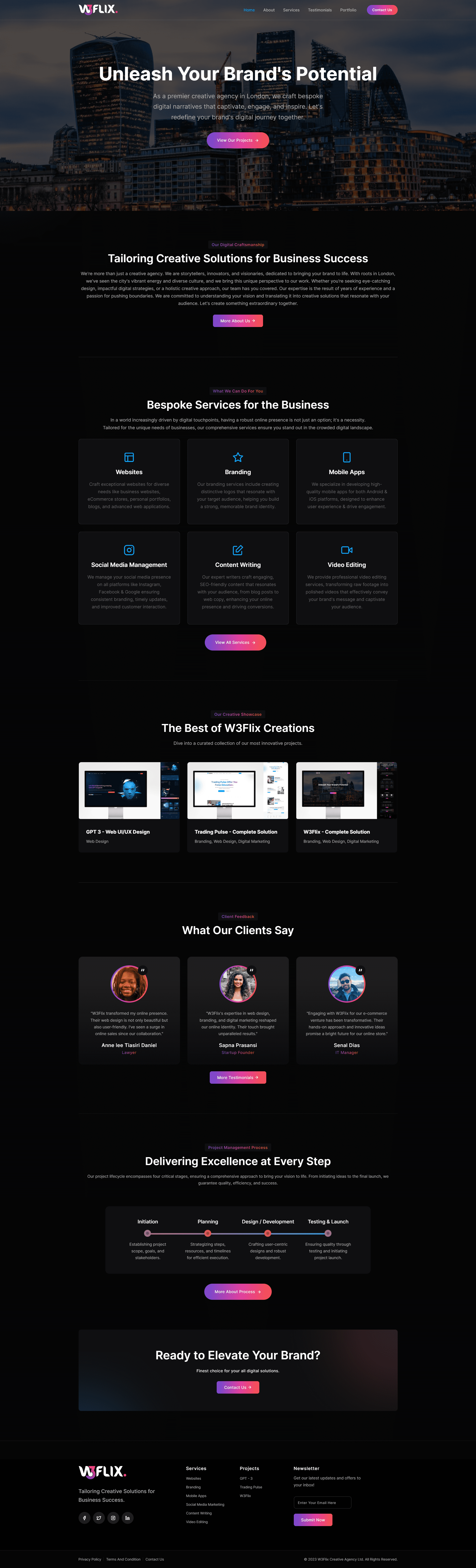 W3Flix portfolio w3flix homepage